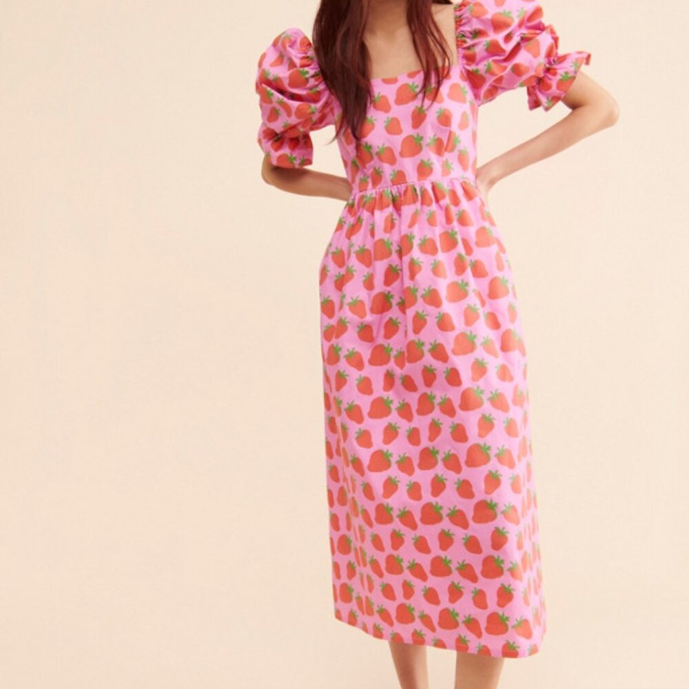 Megan Crosby "Sophie Strawberry Midi Dress" Size XXL
